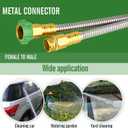 SKYWARD 304 Stainless Steel Short Garden Hose 5 ft with Female to Male Metal Connector, Anti-Leakage, Flexible & Lightweight Kink Free Water Hose, Easy to Use & Store (5ft)