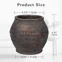 Briful Rustic Vintage Ceramic Pottery Vase, 6.1'' Farmhouse Table Decor with Distressed Texture, Wide Mouth Decorative Jar Vases for Home Decor, Shelf & Entryway, Brown