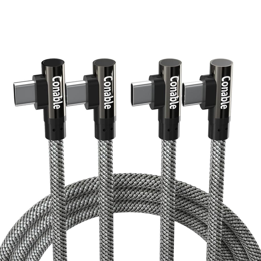 2 Pack 100W USB C to USB C Cable 6FT, Double 90 Angle, 90 Degree 5A Super Fast Charging Type-C Braided Cord, for iPhone 17 /16 / 15 Series, Galaxy S25/S24, MacBook Pro/iPad Pro/Mini/Air and More