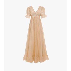Regency Dresses for Women Embroidery Ruffle Empire Waist Victorian Dress, Size M