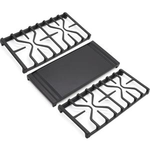 Criditpid WB31X27151 Side Grate & WB31X24738 Center Griddle Plate Kit Replacement Parts for GE Stoves, General Electric Gas Range Burner Grate for JGBS66REKSS JGB735SPSS JGBS86SPSS, 2+1 Pack.
