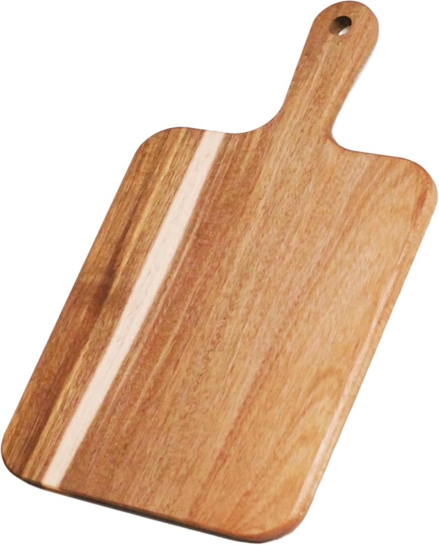 ZeQi Acacia Wood Cutting Board with Handle 16''X8.7'' / Charcuterie Board/Serving Board/Cheese, Bread, Vegetables & Fruits Serving Board (Rectangular-16X8.7)