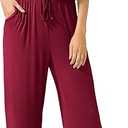 LAINAB Womens Soft Summer Jumpsuits Short Sleeve Casual Wide Legs Rompers, Size S