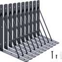 HOME MASTER HARDWARE 10 x 8 in Shelf Brackets, 90 Degree Triangle Wall Mount Angle L Bracket for Floating Shelves, Metal Support w/ Screws, 10 Pack Black