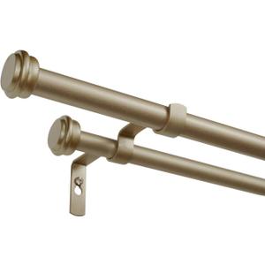 Exclusive Home Curtains ER1025-05 3672 Topper Double Curtain Rod and Finial Set, 36"-72", Gold