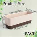 SHENLIU 4 Pack Rectangular Plant Pot, 12 Inch Watering Plant Container with Drainage Hole and Saucers Large Plastic Flower Pots Succulent Window Sill Planter Window Planter Box for Succulents, Flowers