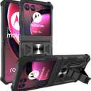 Ailiber for Motorola Razr 2024 Case, Motorola Razr 50 5G Phone Case, Kickstand Holder, for Magnetic Car Mount, Heavy Duty Ruggged Shockproof Cell Phone Cover for Moto Razr 2024-Black