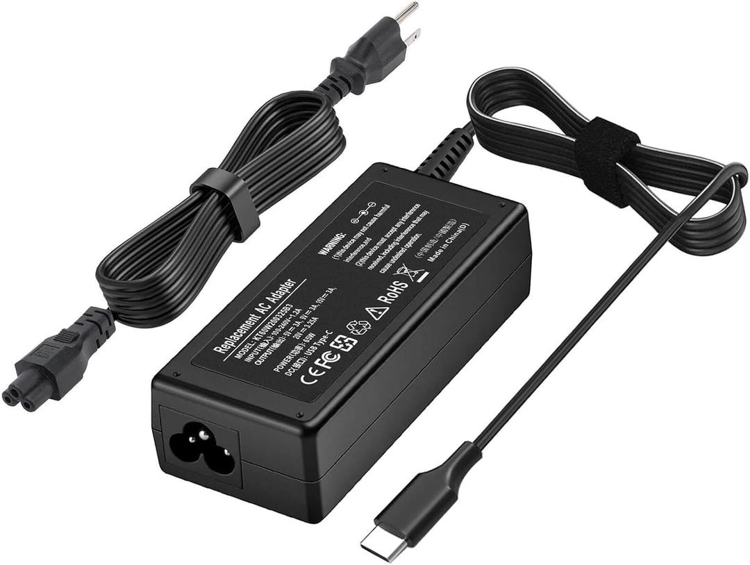 Universal 65W USB C Laptop Charger Type C Chromebook Charger Compatible with HP Laptop/Envy; Dell Latitude; Lenovo ThinkPad/Yoga and More Chromebook Type C Power Cord Supply Computer Fast-Charging