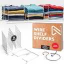 Neatly Made Tall White Wire Shelf Dividers for Closet Organization – Sturdy and Easy Set-Up Closet Shelf Dividers with Bonus Rose Gold Hanger (12 inch Wire Shelves, 8-Pack)