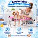 Dog Grooming Hammock with Foldable Stand for Bathing and Showering Pets, Pink