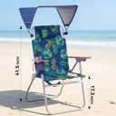 17" Tall Beach Chair with Canopy Shade,Support to 350LBS, Green Leaf