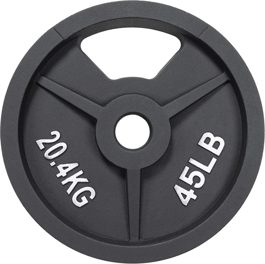Signature Fitness Cast Iron Plate Weight Plate for Strength Training and Weightlifting, 2-Inch Center (Olympic), 45LB (Single)