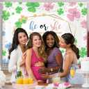 AIBIIN 7x5ft St. Patrick's Day Gender Reveal Banner Shamrock Four Leaf Clovers Baby Shower Photography Background He or She Boy or Girl Cake Smash Decorations Pots of Gold Pastel Photo Studio Props