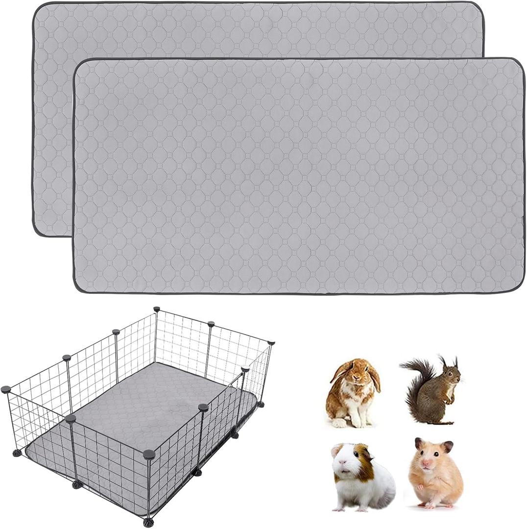 2Pack Guinea Pig Cage Liners, LWYMX 24''X36'' Washable Guinea Pig Pee Pads, Non Slip Reusable Super Absorbent Guinea Pig Training Mat Bedding Fleece for Small Animals Hamster Rabbit Chinchilla Rat
