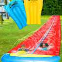 JAMBO 31.5Ft Extra Long Water Slide and 2 Bodyboards, Heavy Duty Slip Splash and Slide with Inflatable Crash Pad, Summer Water Toy Sprinkler, Backyard Outdoor Water Fun n Toys for Kids, Splash Mat
