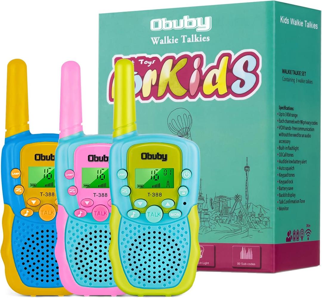 Walkie Talkies for Kids - 22 Channels 2 Way Radio with Backlit LCD Flashlight, 3 KM Range - Gift Toys for Age 3 and Up, Boys and Girls - Hiking, Camping