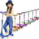Lifemaster Mini 3-Wheel Kids Scooter with Multi-Color Wheel Lights – 4-Height Adjustable Handlebar, Wide Anti-Slip Deck, Child Safety Certified, Boys & Girls Ages 2+ Supports Up to 110 lbs