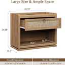 31" Wide Rattan Nightstand with Charging Station, End Side Table | Drawer & Open Shelf, Extra Large Night Stand, Farmhouse, Boho, Wood Bedside Table for Bedroom,Living Room,Office