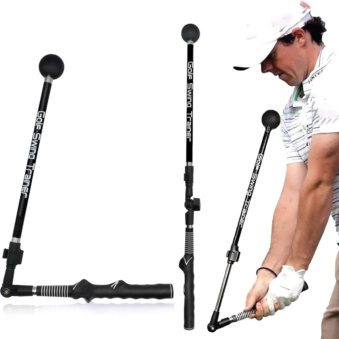 Golf Swing Trainer,Adjustable Portable Golf Training Aid to Improve Hinge, Forearm Rotation, Shoulder Turn,Beginners Improve Golf Swing Exerciser Training Aid (Black)