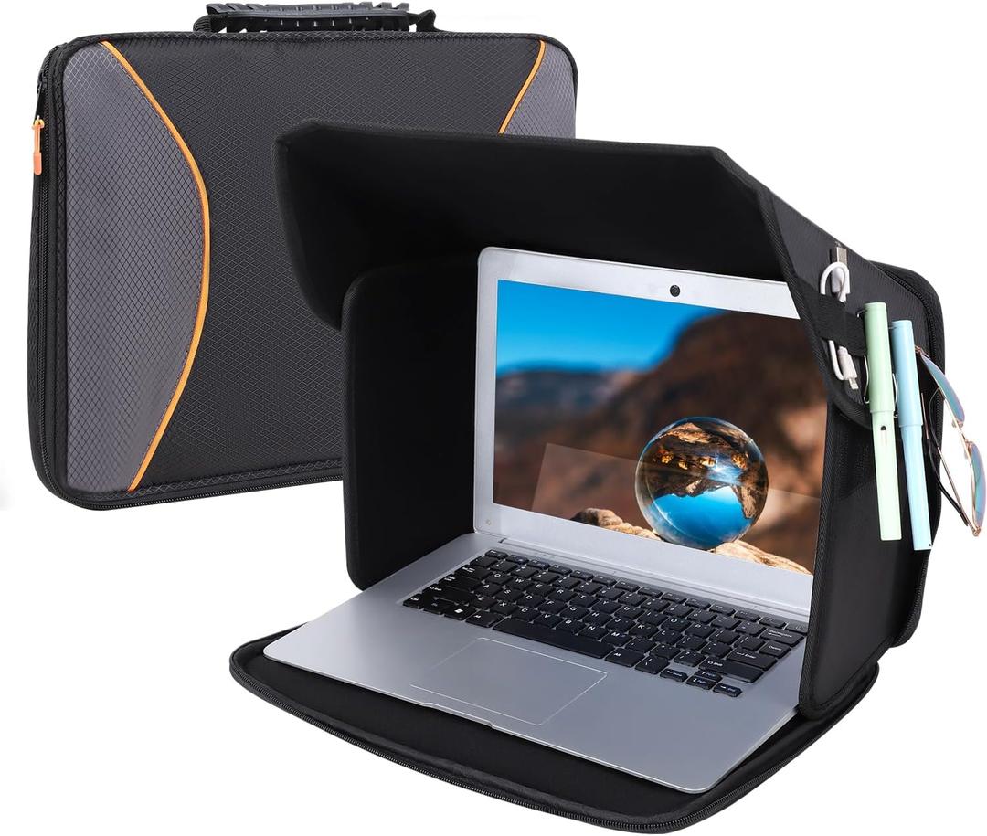 Laptop Sun Shade Laptops Sun Glare Shield Laptop Sunshade Bag for Working Outside Privacy Screen Hood Foldable Shield Cover 12-14'' (Patent Pending)