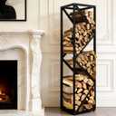 Yohsnor 46x12in Indoor Firewood Rack,Multiple Storage Zones for Fire Pits | Durable Welded Joint Firewood Storage with Adjustable Feet,Multi-Space Decorative,Easy Assembly,Ideal for Stove Accessories