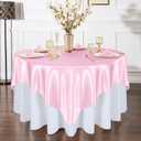 72 Inch Satin Square Tablecloth Overlay, 6 Pcs Pink Square Tablecloth Cover, Wrinkle-Free Table Cover, Stain-Resistant Fabric for Party, Wedding, Banquet Table Decoration