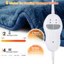 Massaging Heating Pad for Neck and Shoulders and Back, 24" x 35" Large Electric Heating Pad for Back Pain Relief with 3 Heat Levels, 4 Massage Settings, 2H Auto Shut-Off, 4 Massage Motors,Blue