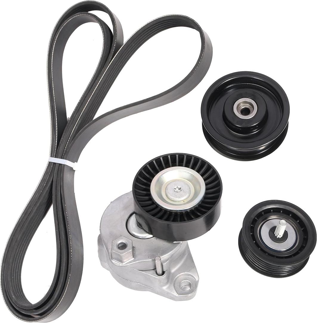 Drive Belt Tensioner and Idler Pulley Serpentine Belt kit, for Mercedes-Benz GLK350 E550 E350 CLK350 GL450 GL550 SLK300 C280 CLS550 S550 SL550 R350, 2006-2011, 2722021419 2722000270 2722021019