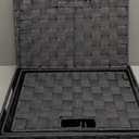 Storage Bins with Lids, Woven Storage Box Organizer Containers Decorative Baskets Cube for Clothes Bedroom Closet Office (5 Pack, Grey)