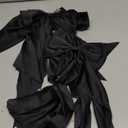 6Pcs Large Bows Hair Clips for Women Girls Long Tail Hair Ribbon Silky Satin Barrettes Coquette Hair Bows Accessories (Black)