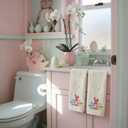 2 Pcs Easter Hand Towels for Bathroom Eggs Easter Bath Towels Beige 100% Cotton Jacquard Embroidered Decorative Gift Set Kitchen Decor Home Accessories