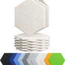 Amantech 12 Pack Acoustic Panels Self Adhesive Sound Proof Foam, High Density Sound Acoustic Foam Panel, 12X10.23X0.4 Inch Hexagon Wall Panels in Home, Office, Reccording Room, Studio(Beige)