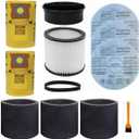 Replacement Filter for Shop Vac 90304 90350 90333, Vacuum Bags for Shop Vac 5-8 Gallon, 90585 Foam Sleeve Filter and 9010700 Paper Disc Filter, fits Most Wet/Dry Vacuum Cleaners 5 Gallon and above