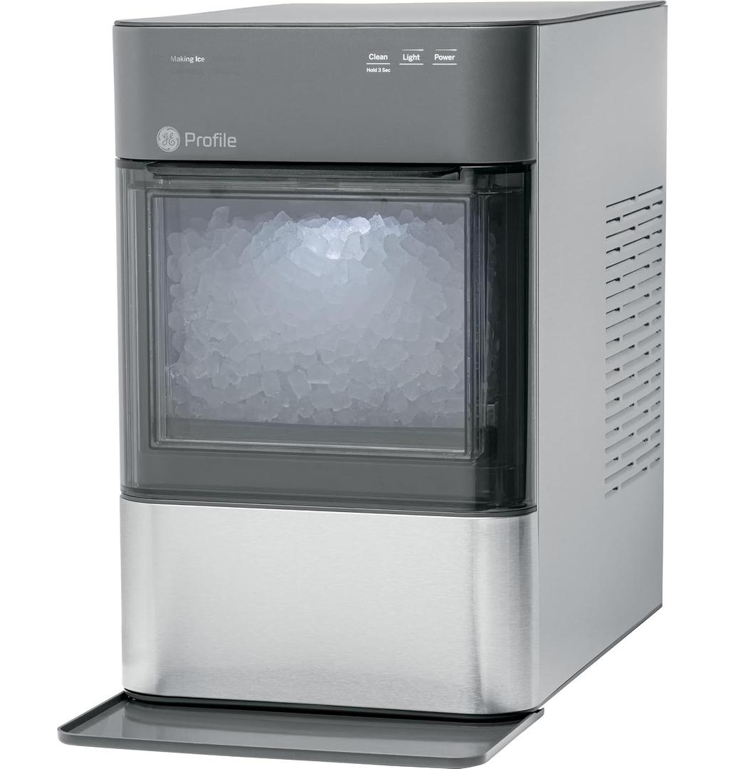 GE Profile Opal 2.0 Countertop Nugget Ice Maker | Chewable nugget ice, 38 lbs/day, First batch in 10 min, 3 lb bin, Melted ice reused, SmartHQ WiFi & Alexa, Stainless Steel