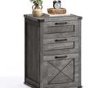 VASAGLE File Cabinet, Filing Cabinet with 3 Drawers, Printer Stand, Fit A4, Letter Size, Hanging File Folders, Modern Farmhouse Style, for Home Office, Misty Gray UOFC054G01