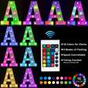 Pooqla Colorful LED marquee letter lights with Remote light Up Signs Party Bar Decorations for The Home - Multicolor A