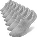 WANDER No Show Socks Mens 7/8 Pair Cotton Thin Non Slip Low Cut Men Invisible Sock 9-11 (Add Cushiongrey*7)