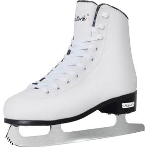 Nattork Figure Skates Excellence Stainless Steel Blades Ice Figure Skating with Enhanced Support Strength Performance and Ultimate Comfort for Youth and Adult (Women's 9 / Men's 8, WHITE)