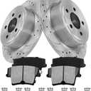 Brake Pads And Rotors Kit Compatible With 2006-2022 Dodge Charger, 2009-2022 Challenger, Rear Automotive Replacement Brake Kits 53021 D1057A-8495 Drilled And Slotted Rotors 320mm(12.6in)