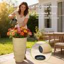 ZMTECH 2-Pack Large Tall Planters with Saucer - 6.8 Gallons /12x21 Inch Faux Stone Finish Round Flower Pots for Indoor Plants, Outdoor Patio & Porch Decor, Unbreakable Plant Containers Beige