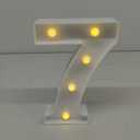 Decorative Led Light Up Number Letters, White Plastic Marquee Number Lights Sign Party Wedding Decor Battery Operated Number (7)