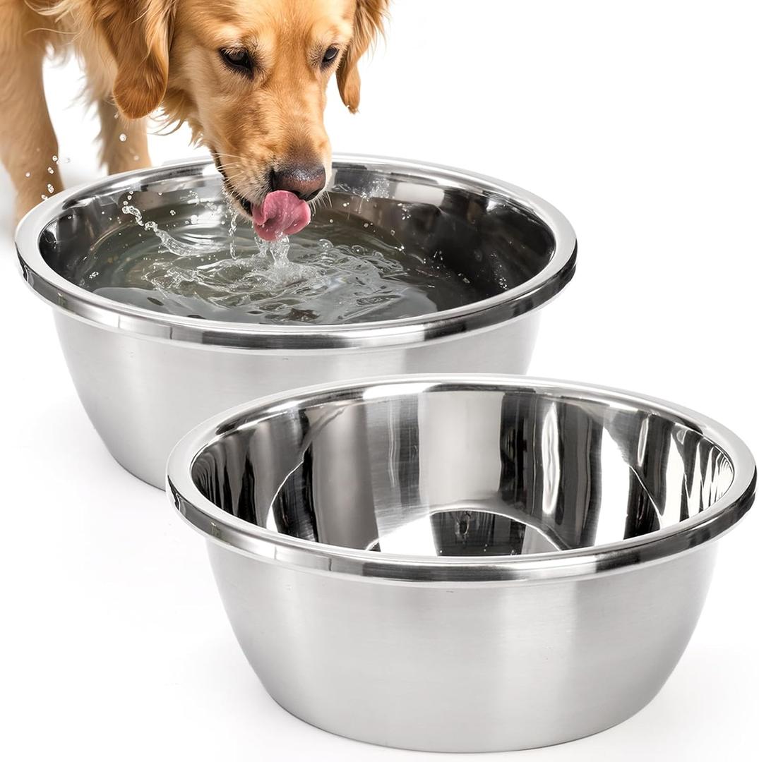 2 Pack Large Dog Bowls, 24 Cup Deep 304 Stainless Steel Water Food Bowl for Extra Large Dog, 12" Wide Opening Thickened Heavy Duty Pet Bowls for X-Large Giant Dogs, 190 Oz, 1.5 Gallons 2 Pack Large Dog Bowls, 24 Cup Deep 304 Stainless Steel Water Food Bowl for Extra Large Dog, 12" Wide Opening Thickened Heavy Duty Pet Bowls for X-Large Giant Dogs, 190 Oz, 1.5 Gallons