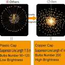 PXBNIUYA 2 Pack Starburst Sphere Lights,200 LLED Firework Lights, 8 Modes Dimmable Remote Control Waterproof Hanging Fairy Light, Copper Wire Light for Patio Parties Christmas (Battery Operated)