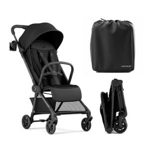 Mompush Nexis Carbon Travel Stroller, UltraLightweight 11.5 lbs, Compact & Airplane CarryOn Approved, OneSecond AutoFold, OneHand Full Recline, from Birth to 50 lbs, JPMA Certified, Black