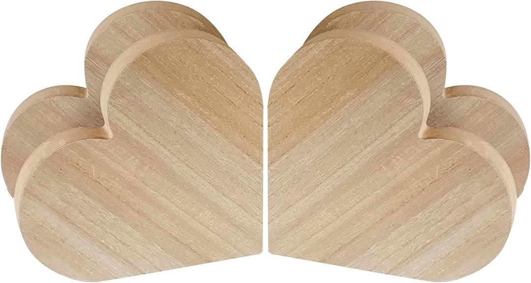 8 Inch 4 Pack Thick Wooden Heart for Crafts, Freestanding Wood Block Unfinished MDF Wood Heart Signs (8x8x1 in)