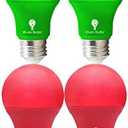 4 Pack LED Red and Green Light Bulbs - 120V E26 Base 9 Watt (60-watt Replacement) - Red and Green Bulbs for Party Decoration, Porch, Home Lighting, Christmas 4 Pack