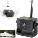 Wireless Backup Camera for RV/Truck/Camper/Trailer - Solar-Powered Strong Magnetic Mount, No Wiring/Drilling, HD Night Vision, Waterproof, Low Power - Works with iPhone & Android (Easy Installation)