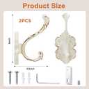 Zonon 2 Pcs White Wall Hooks Set Vintage Coat & Towel Hooks for Entryway, Bathroom, Bedroom Decorative Heavy Duty Wall Mounted Unique French Country Curtain Holder for Keys, Hats Bags, Clothes