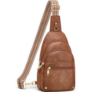 Anti Theft Crossbody Bags for Women, RFID Sling Bag Travel Purse, RFID Cross Body Purses Chest Bag for Travel Brown