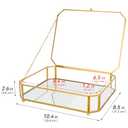 Large Glass Boxes for Display Handmade, Mirrored Bottom, Glass Jewelry Box with Lid, Trinket Box Book Photo Keepsake Organizer, Display Case for Vanity Decor Home Dresser, Octagon, Gold (Low: 10.4"L  8.5"W  2.6"H)